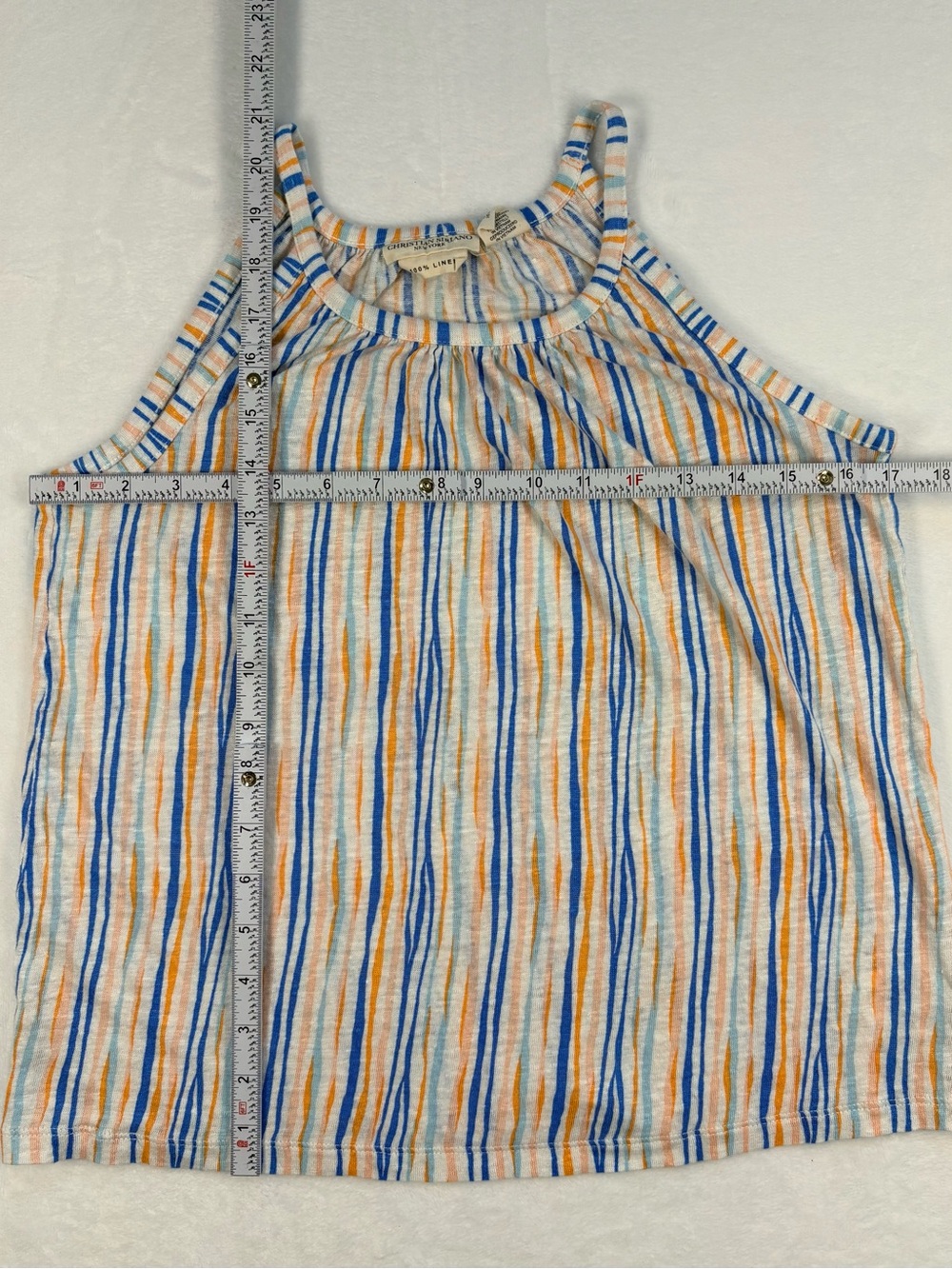 CHRISTIAN SIRIANO 100% Linen Striped Halter Tank Top Coastal Small - Picture 8 of 8